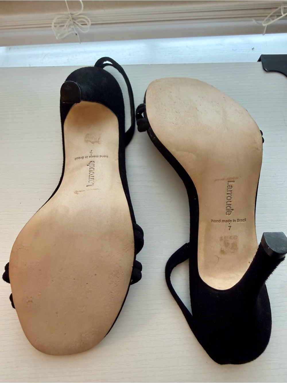 Larroude Black Suede Double-Strap Slingback Heels (size 7) - Picture 10 of 11